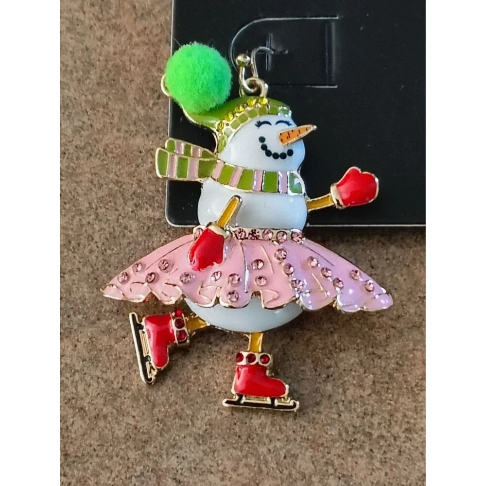 New Torrid Ice Skating Snowmen Holiday Winter Earrings